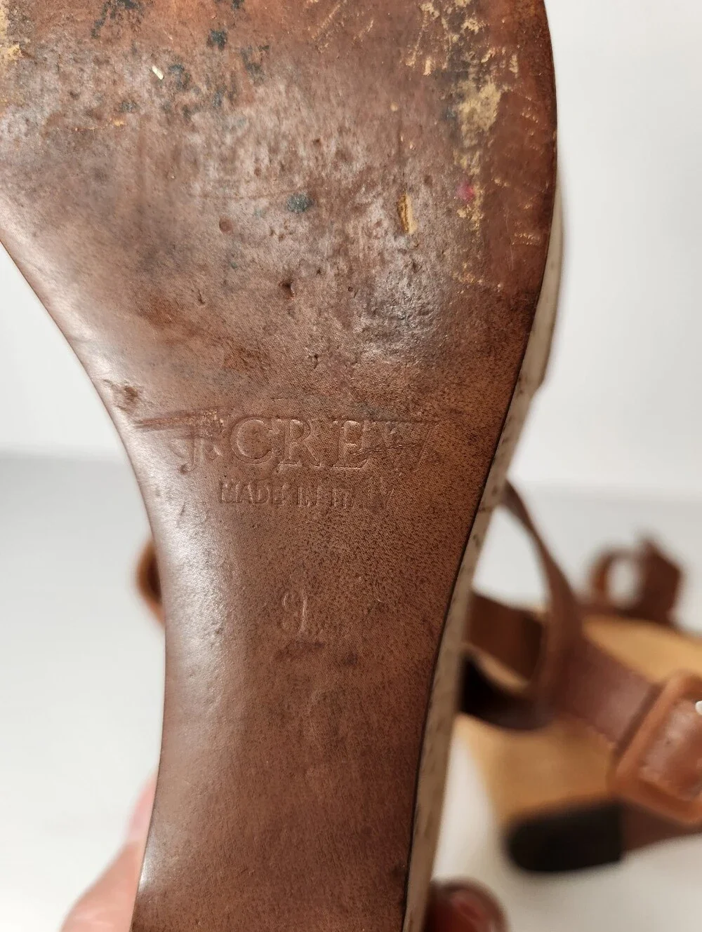 J. Crew Brown Leather Strappy Open Toe Cork Platform Wedge Sandals Size 9